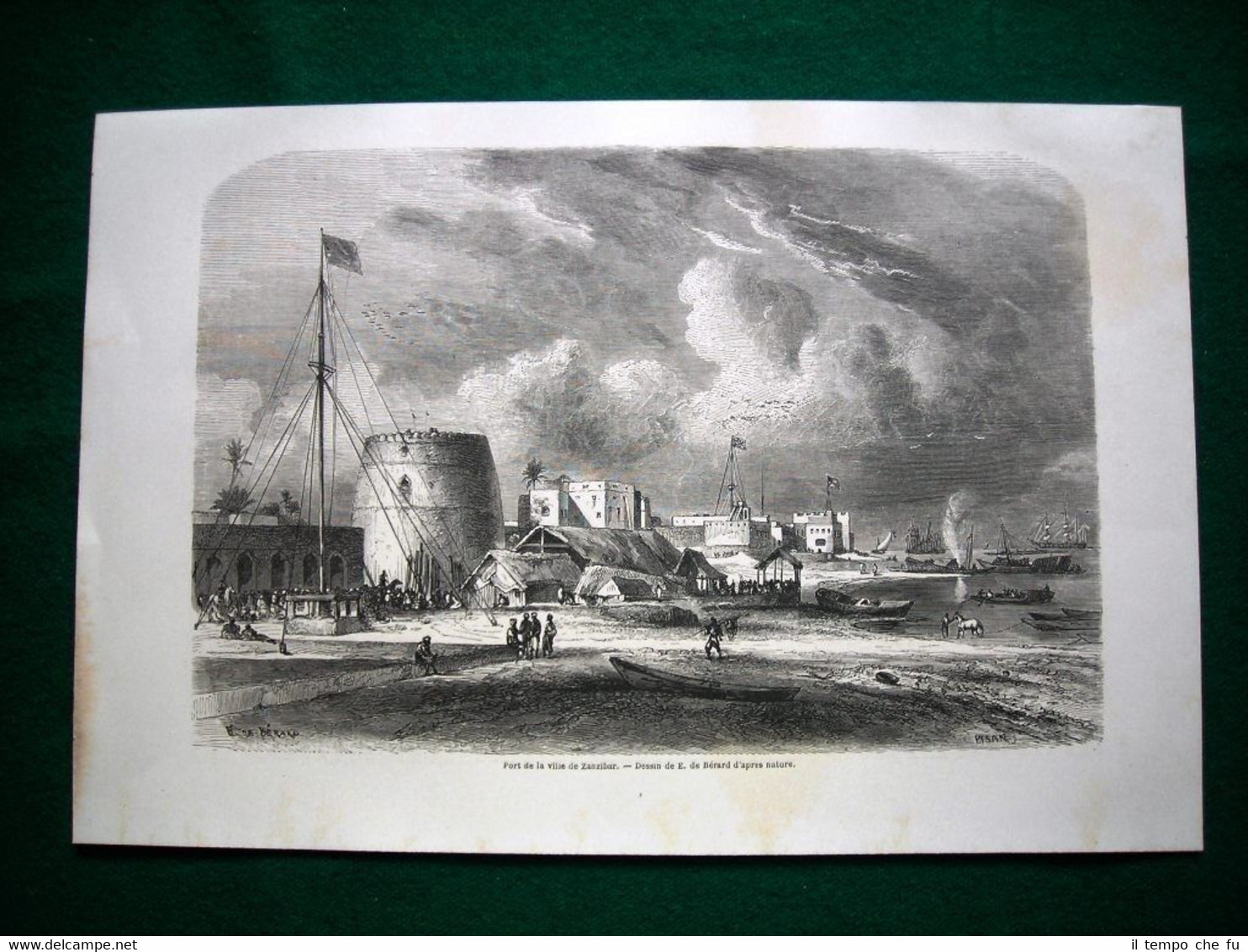 Gravure année 1860 port de la ville de Zanzibar - …
