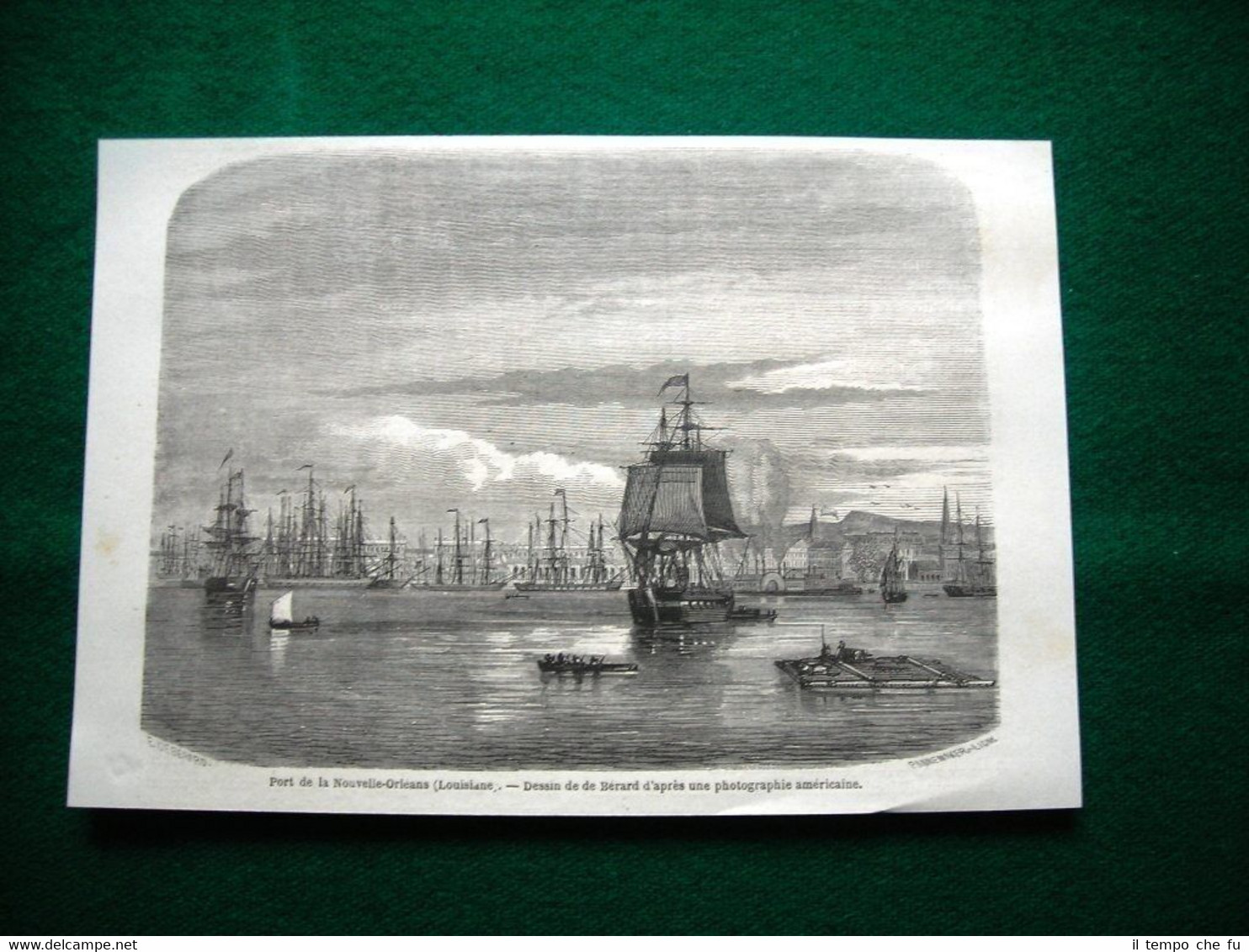 Gravure année 1860 Porto di New Orleans, Louisiana