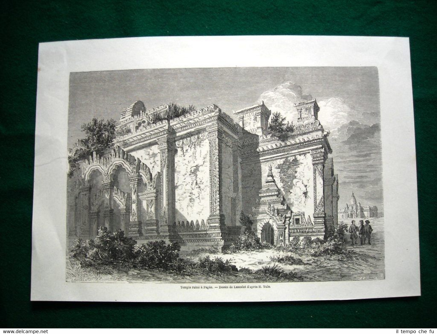 Gravure année 1860 temple ruiné à Pagan