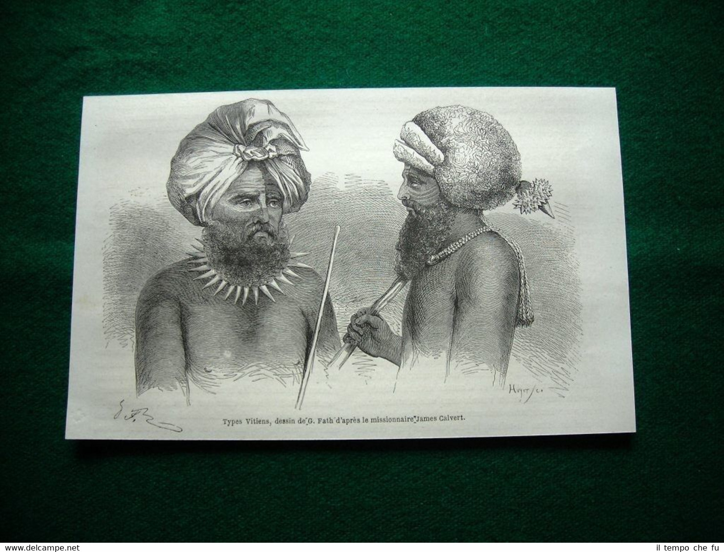 Gravure année 1860 Types Vitiens, dessin de G. Fath