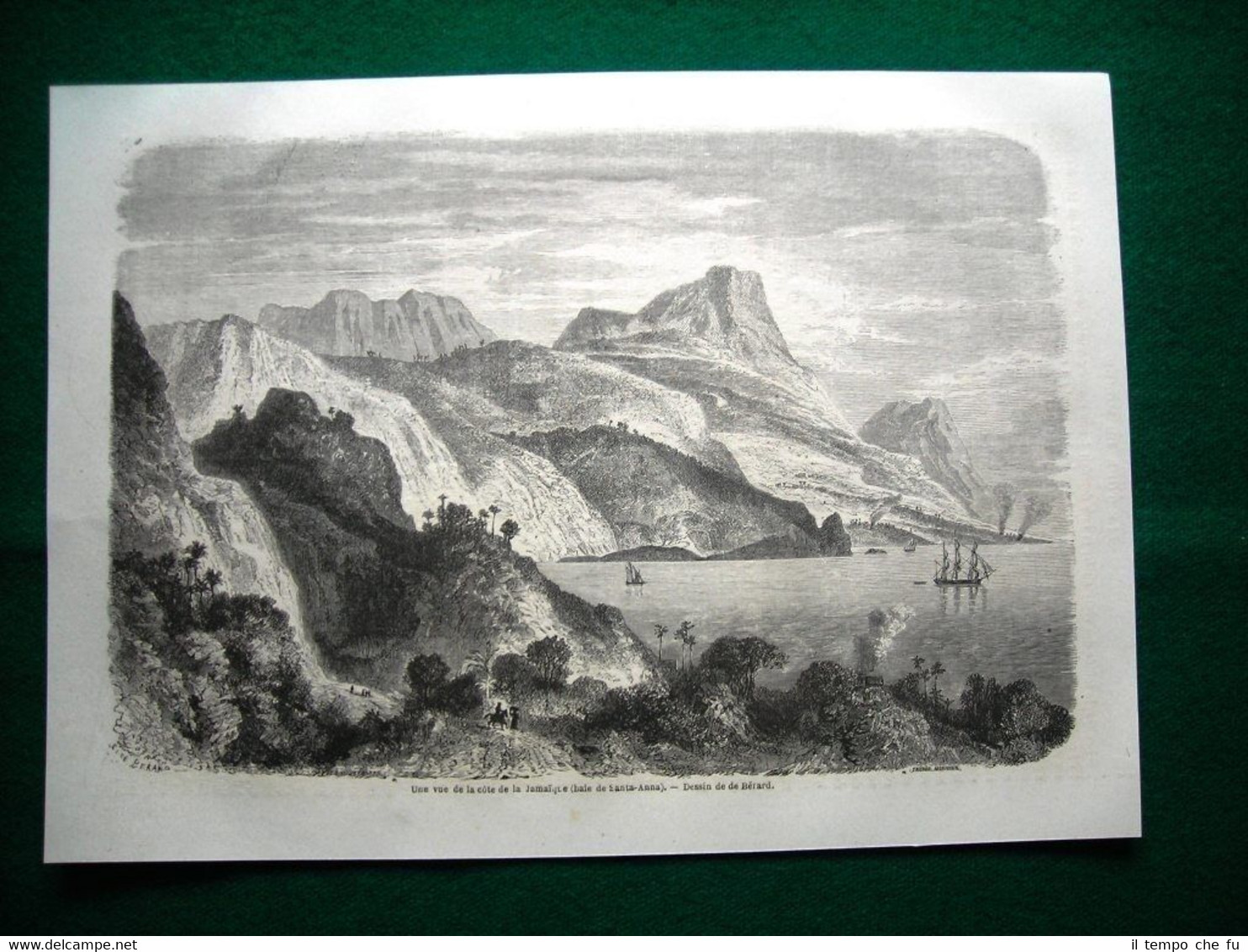 Gravure année 1860 vista di un lato della Giamaica, baia …