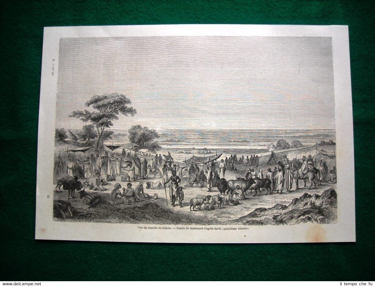 Gravure année 1860 vue du marché de Sokoto, Nigeria - …