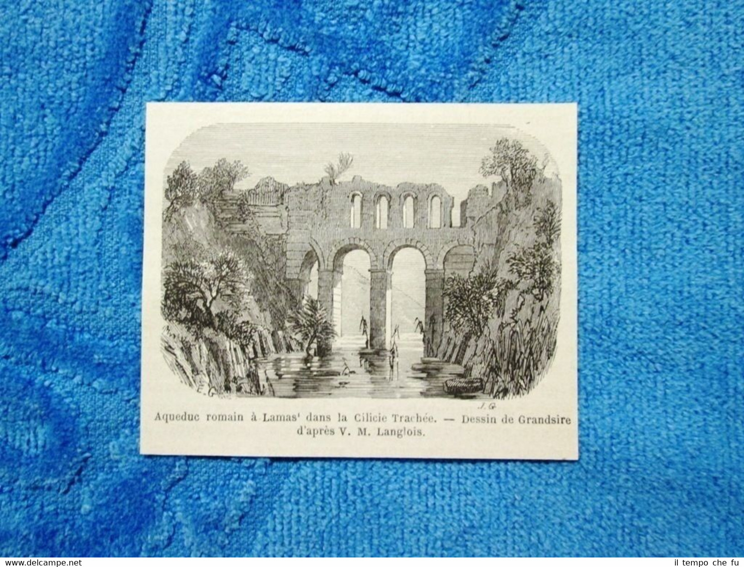 Gravure Année 1861 - Aqueduc romain à Lamas(Turquie) - Acquedotto …