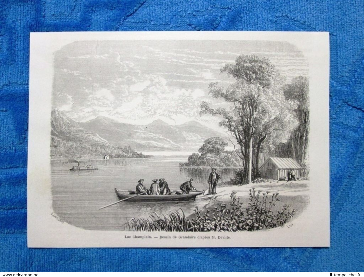 Gravure Année 1861 - Lac Champlain (Etats-Unis) - Lago Champlain …