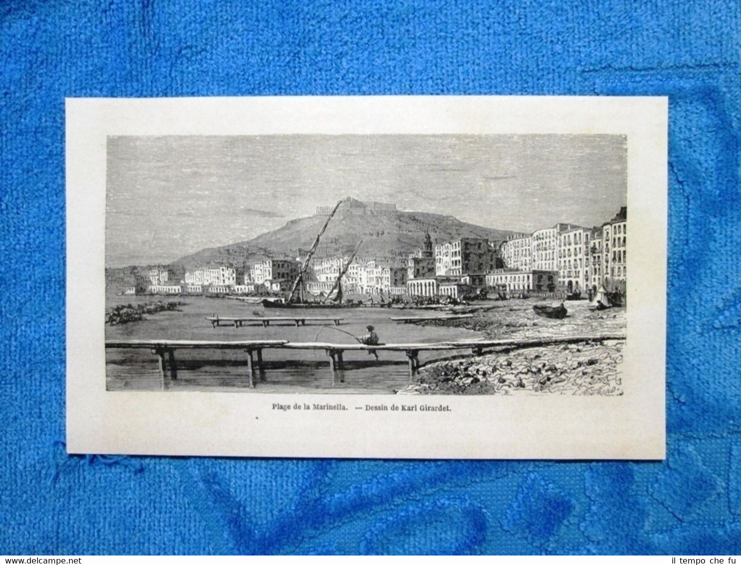 Gravure Année 1861 - Plage de la Marinella, Italie-Spiaggia di …
