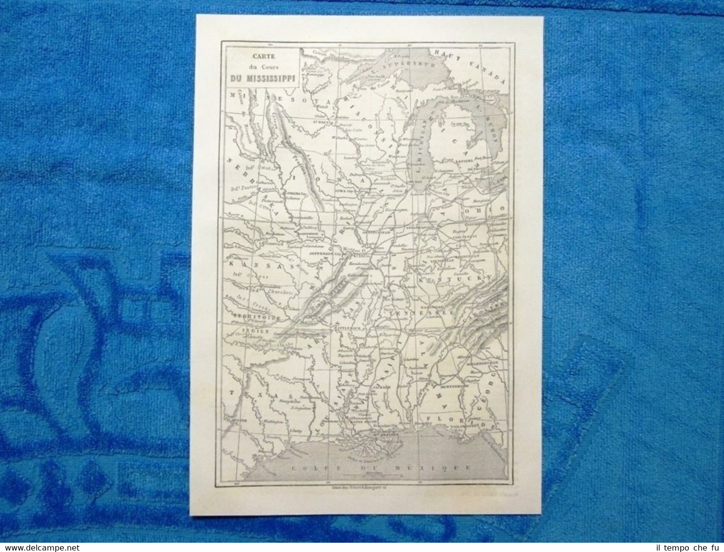 Gravure Année 1862 - Carte du Cours du Mississippi - …