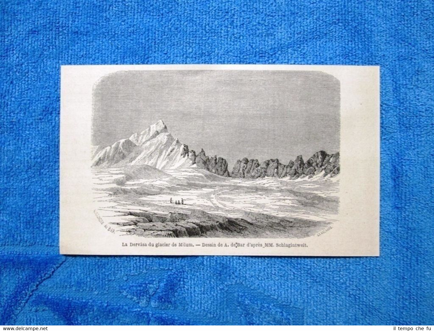 Gravure Année 1862 - La Dervasa du glacier de Milum …