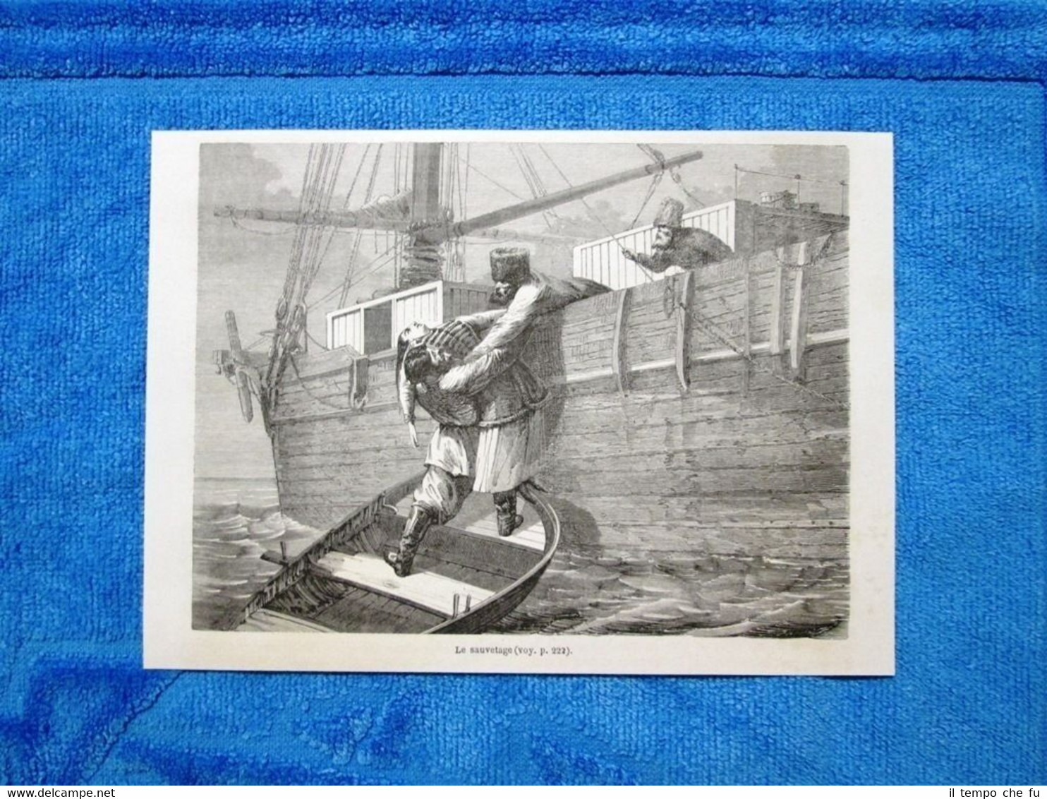 Gravure Année 1862 - Le sauvetage - Il salvataggio