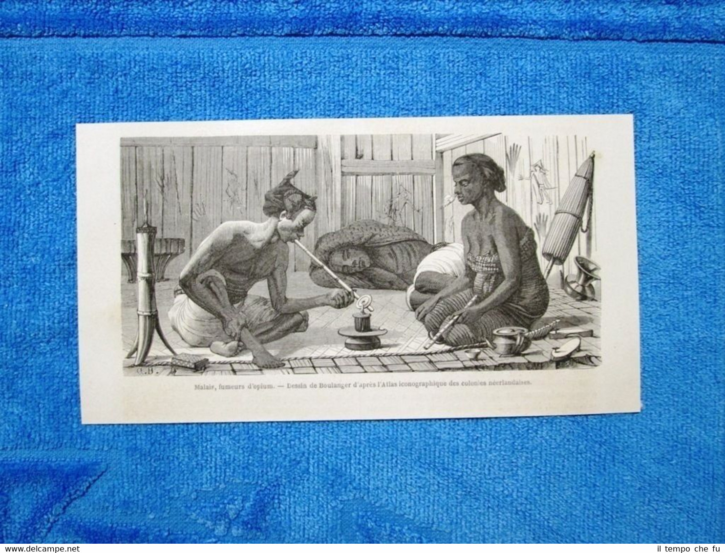 Gravure Année 1862 - Malais, fumeurs d'opium - Malesia, fumatori …
