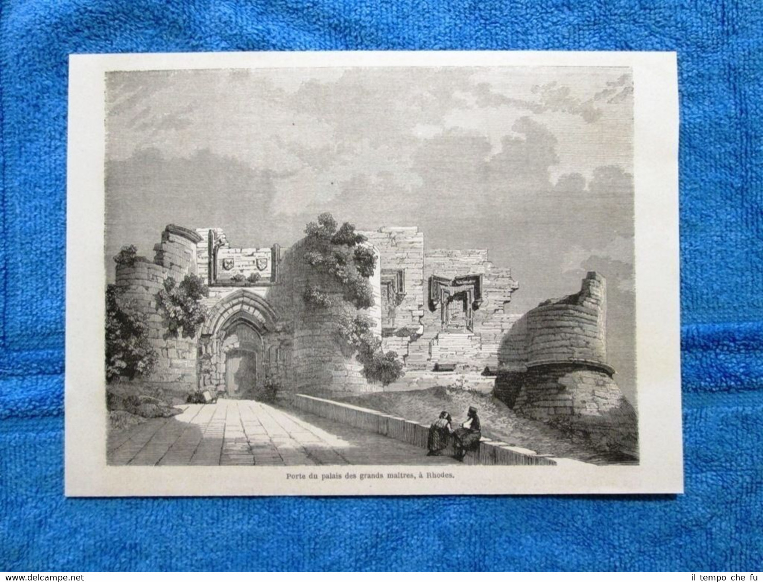 Gravure Année 1862 - Porte du palais des grands maitres, …