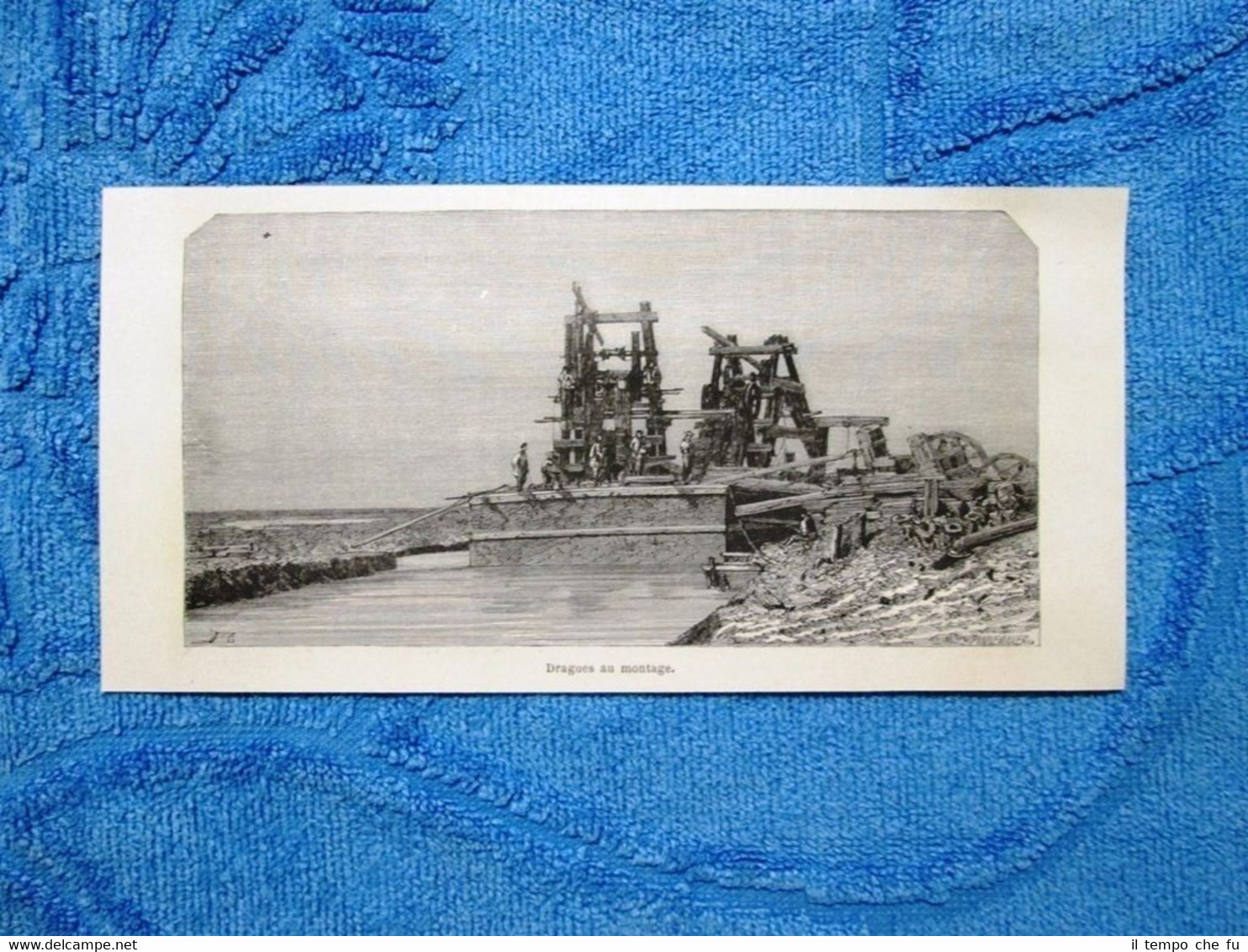 Gravure Année 1863 - Dragues au montage - Montaggio delle …
