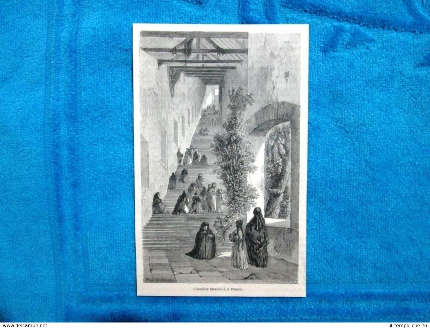 Gravure Année 1863 - Escalier Mariahilf à Passau (Allemagne - …