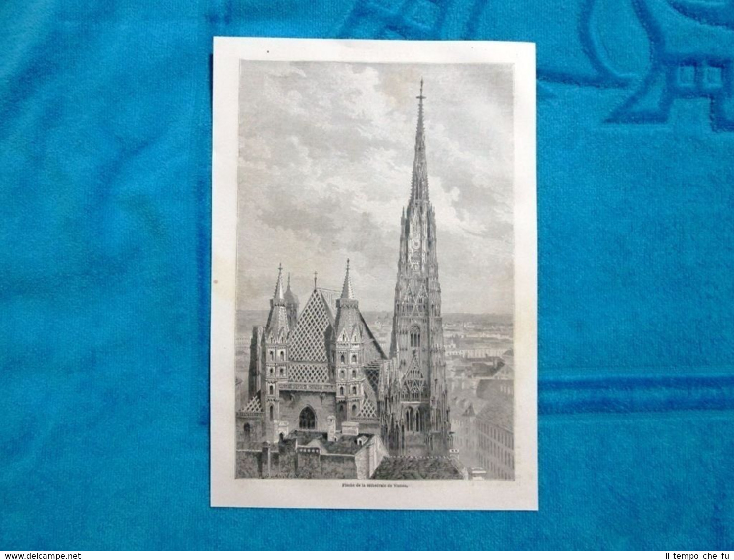 Gravure Année 1863 - Fleche de la cathedrale de Vienne …