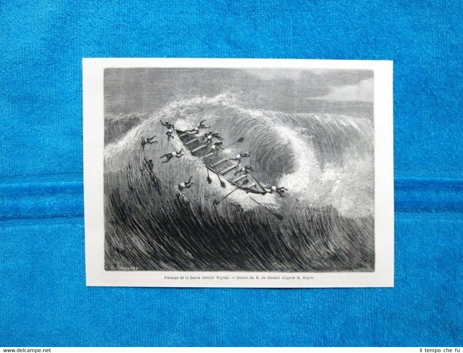 Gravure Année 1863 - Passage de la Barre devant Wydah …