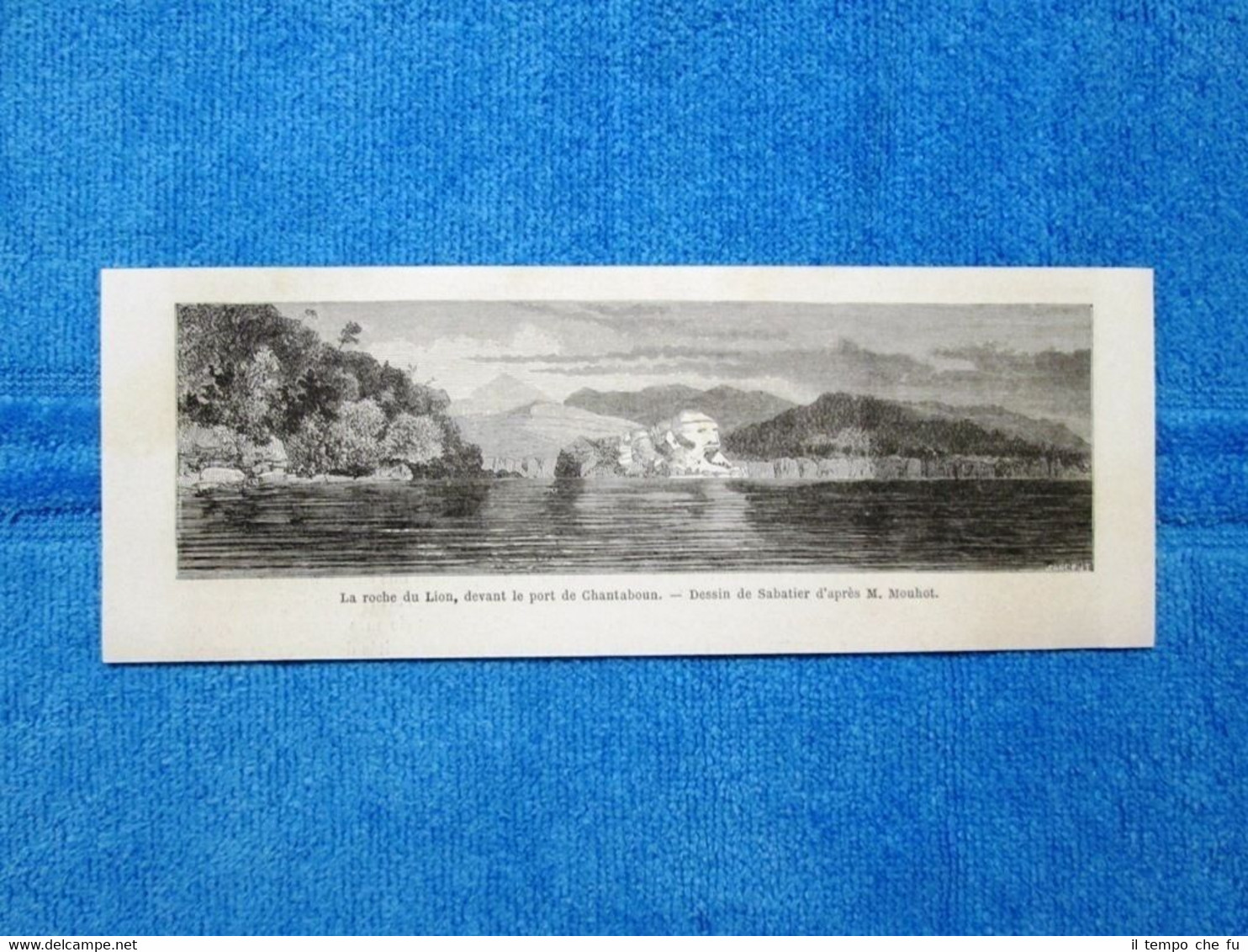 Gravure Année 1863 - Roche du Lion,port de Chantaboun (Thailande) …