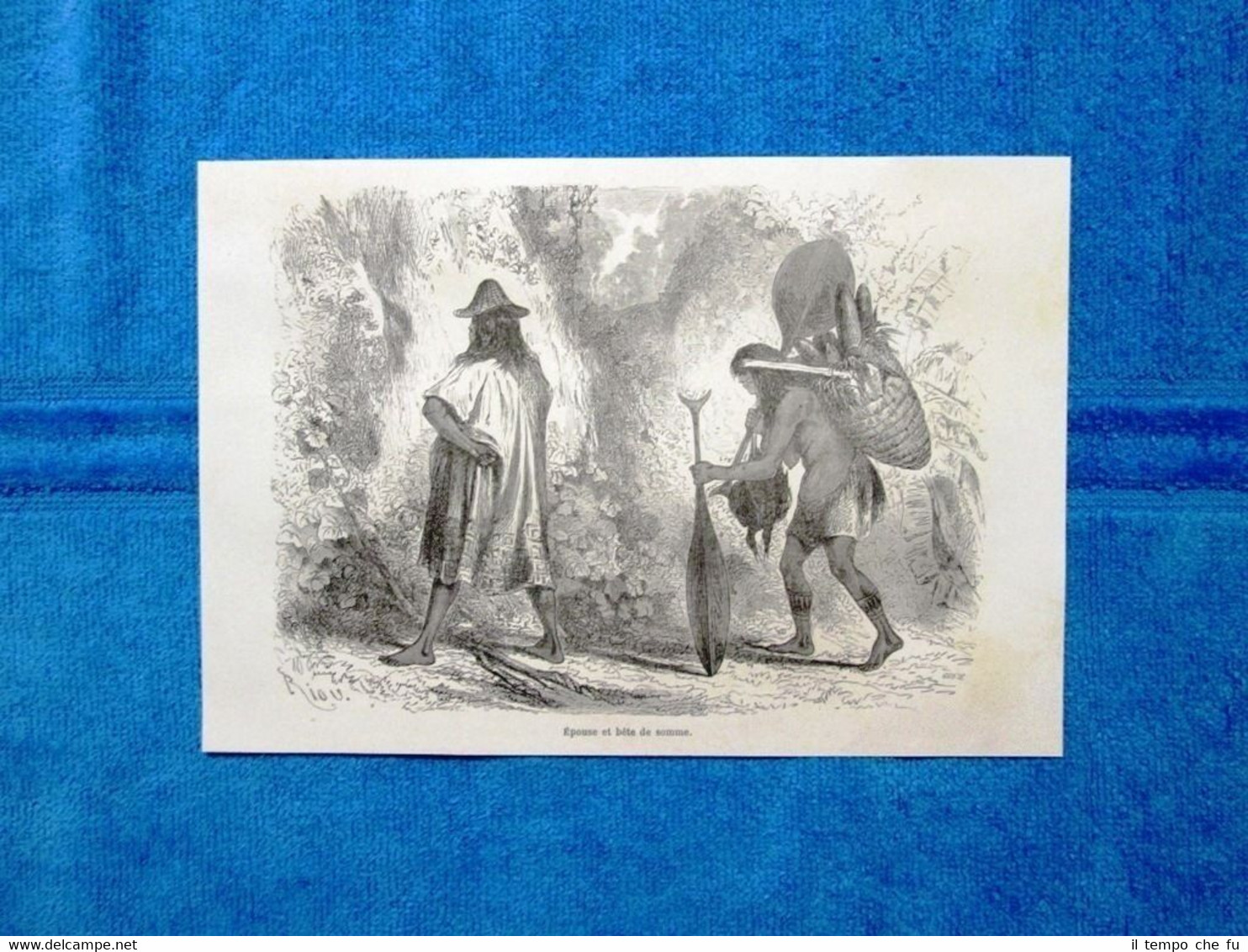 Gravure Année 1864 - Epouse et bete de somme - …