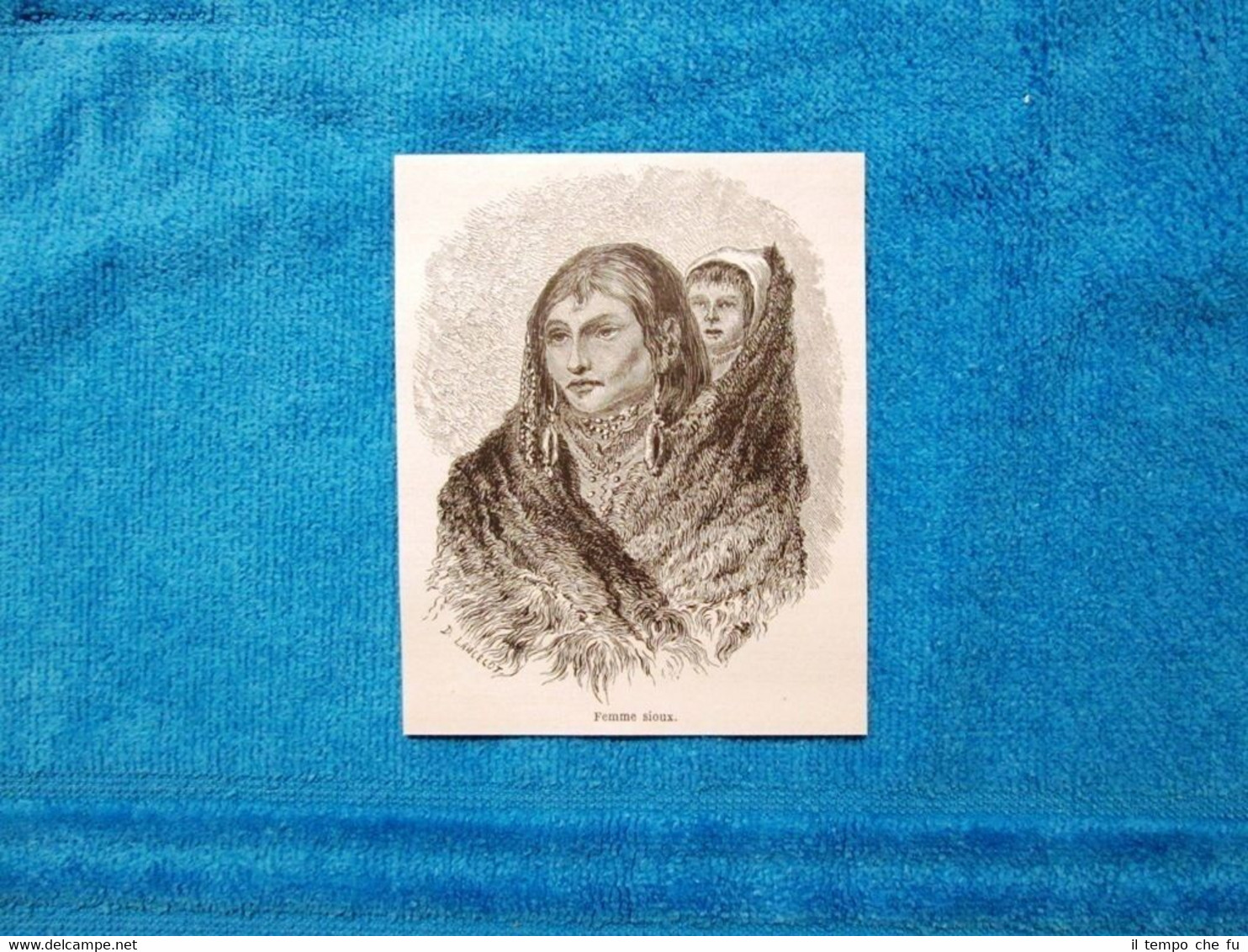 Gravure Année 1864 - Femme sioux - Donna sioux