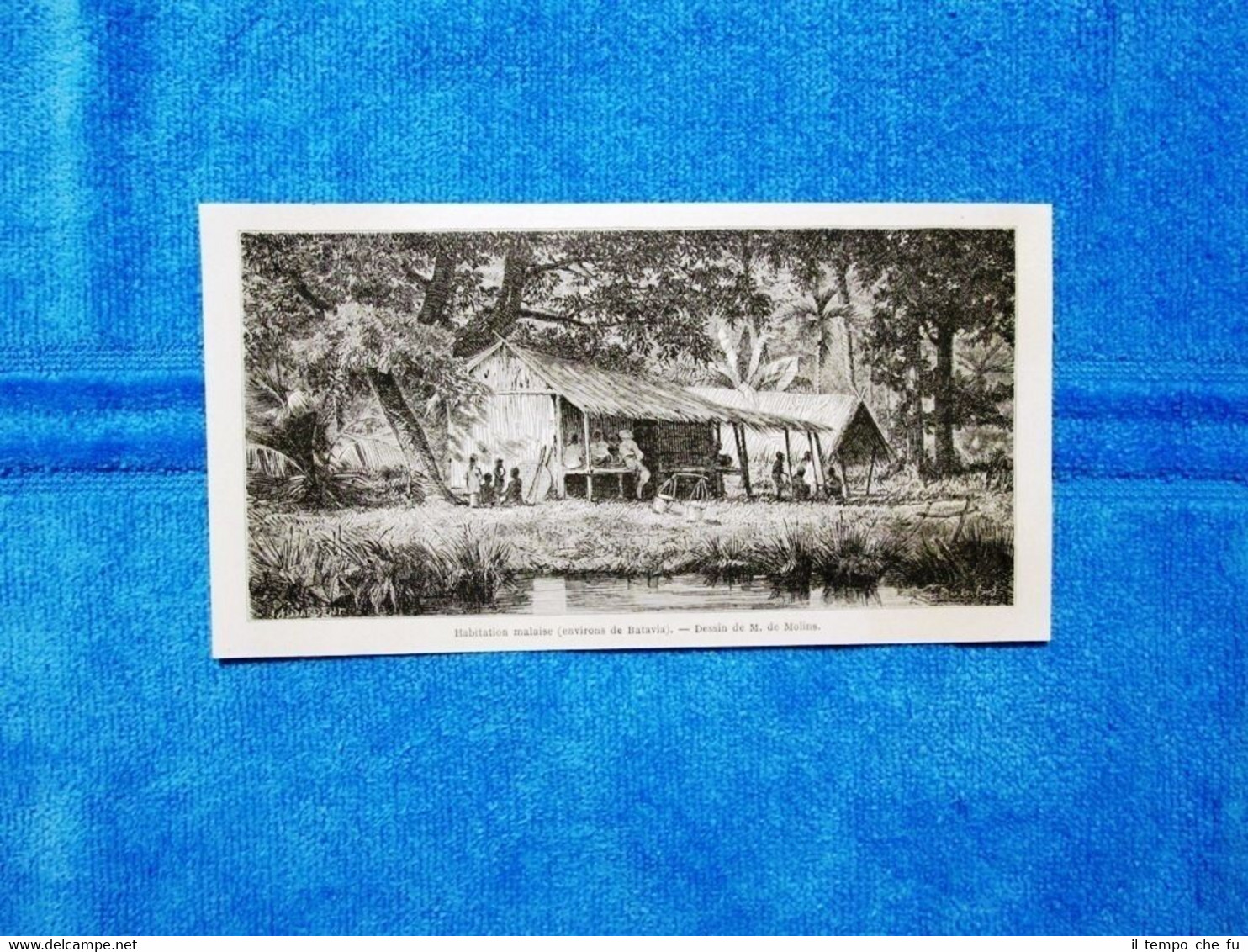 Gravure Année 1864 - Habitation malaise (Batavia - USA) Casa …
