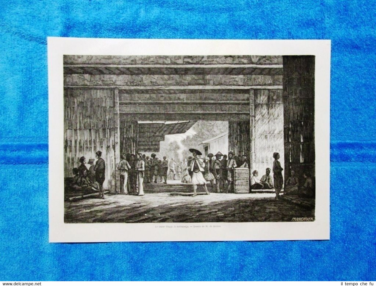 Gravure Année 1864 - Le bazar Glapp à Soerabaija (Indonesie) …