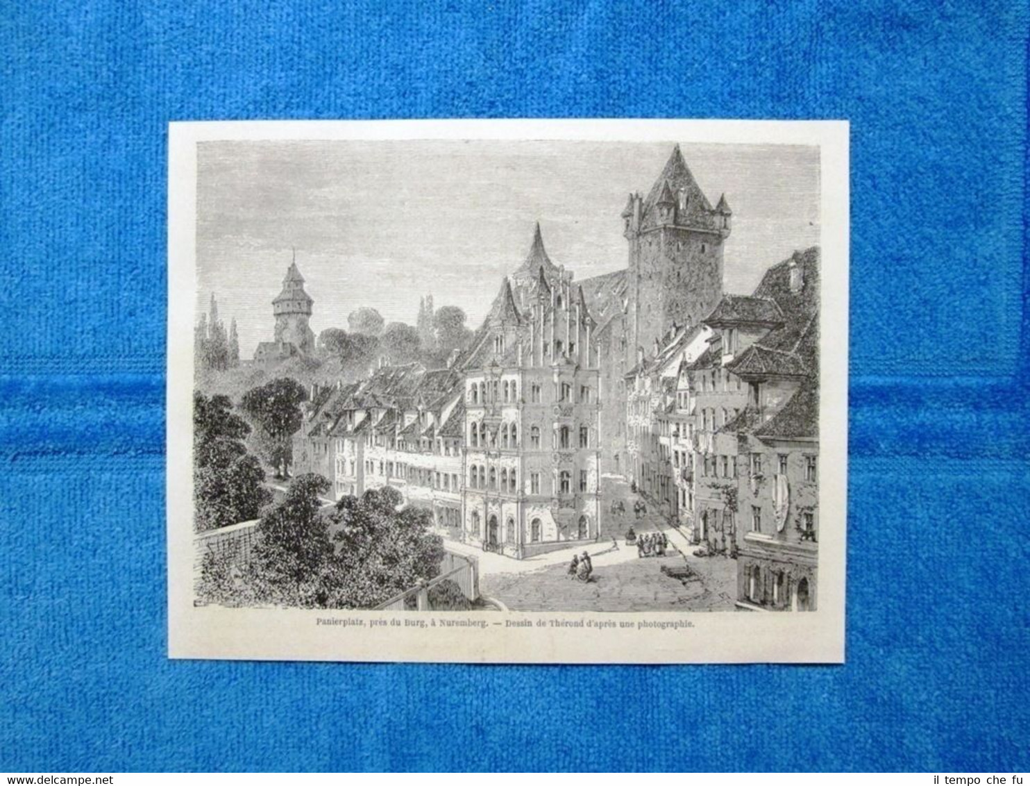 Gravure Année 1864 - Panierplatz à Nuremberg (Allemagne) - Norimberga …