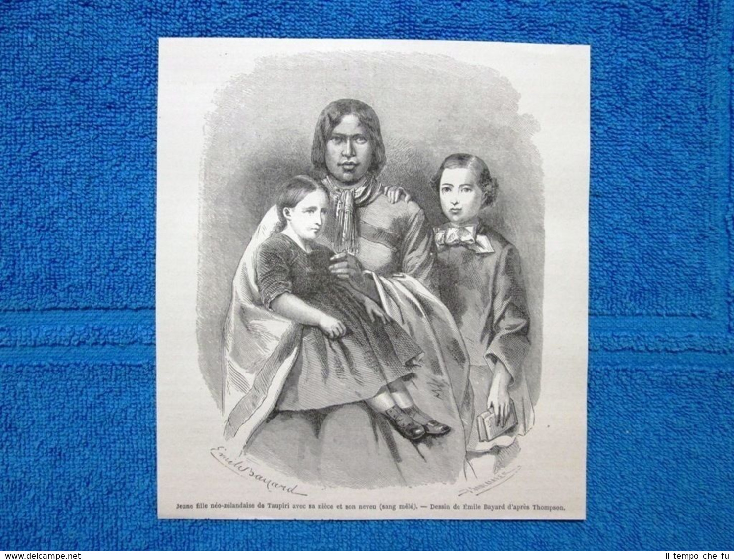 Gravure Année 1865 - Famille de Taupiri (Nouvelle-Zelande) - Famiglia …