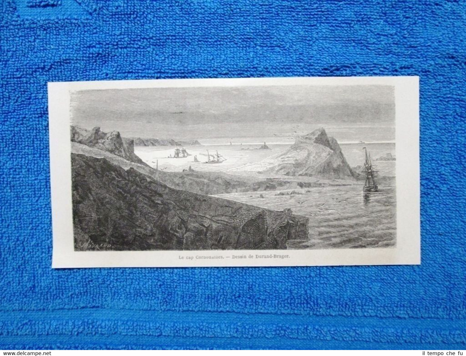 Gravure Année 1865 - Le cap Cornouailles (Angleterre) Capo Cornovaglia