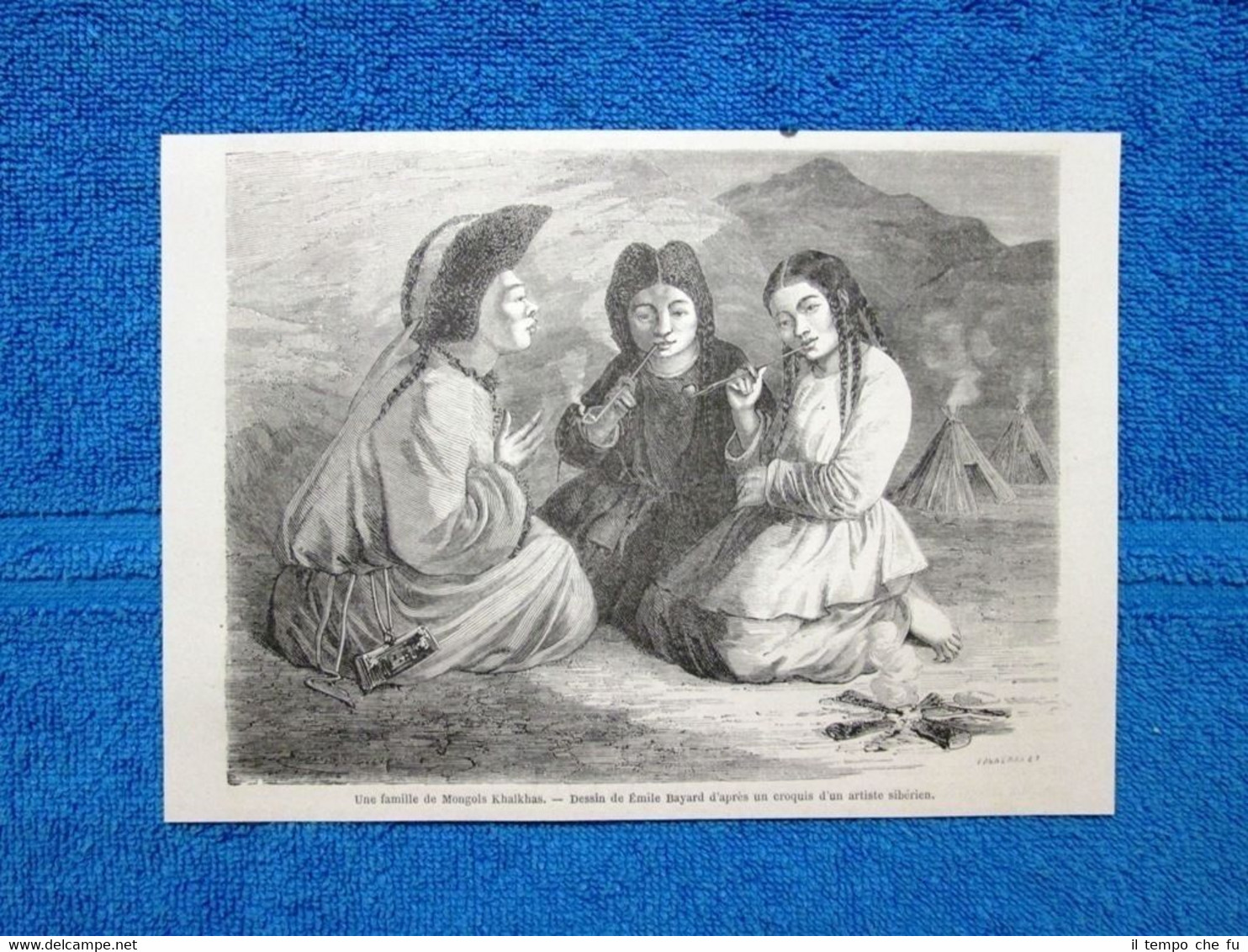 Gravure Année 1865 - Une famille de Mongols Khalkhas - …
