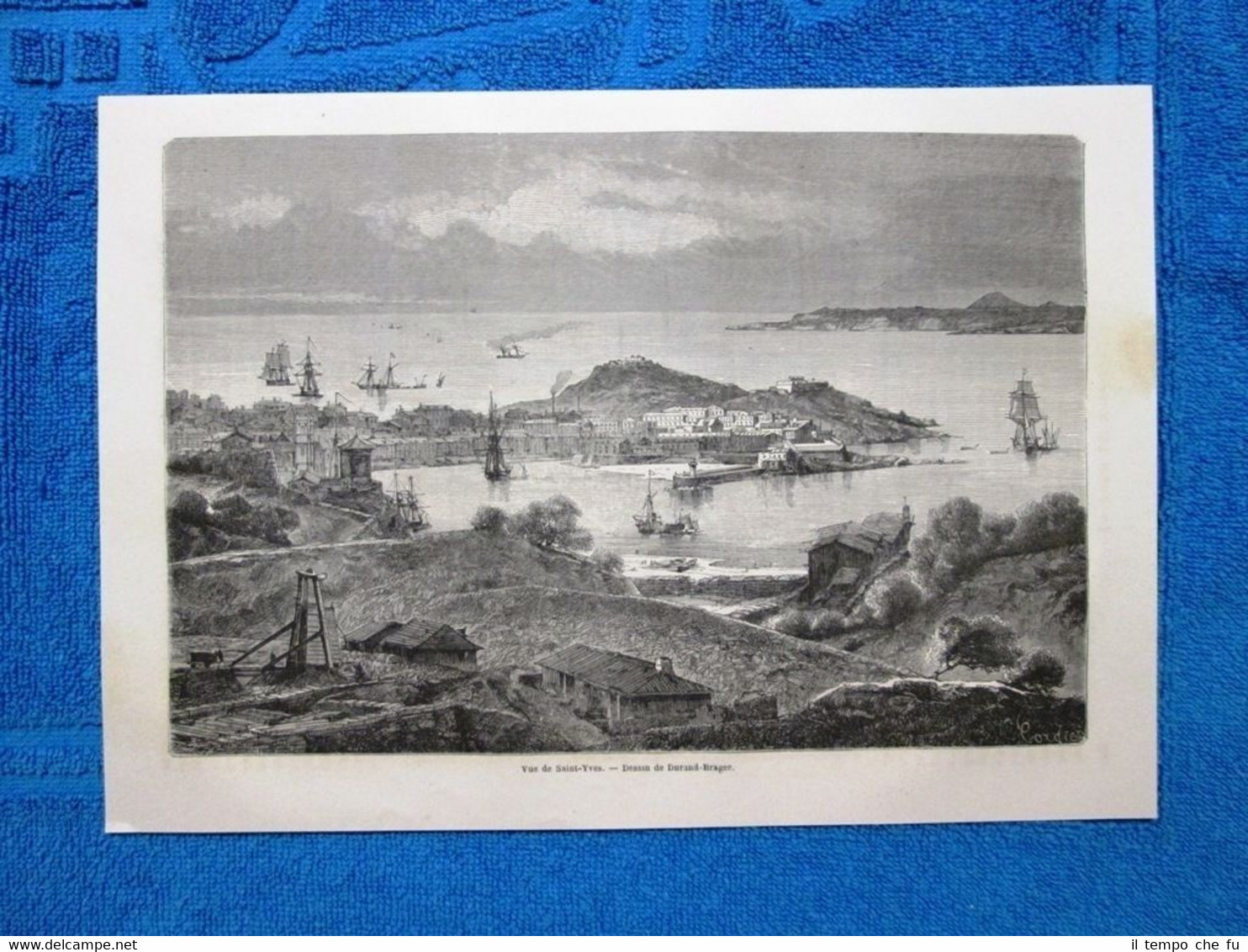 Gravure Année 1865 - Vue de Saint-Yves(Angleterre - Inghilterra)