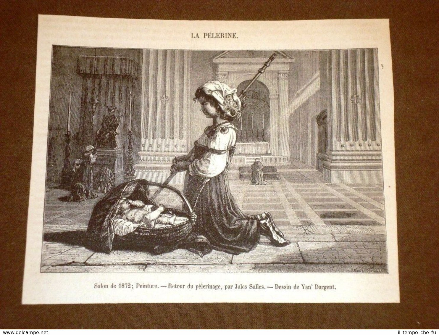 Gravure année 1873 Retour du pèlerinage Dessin par Jules Salles