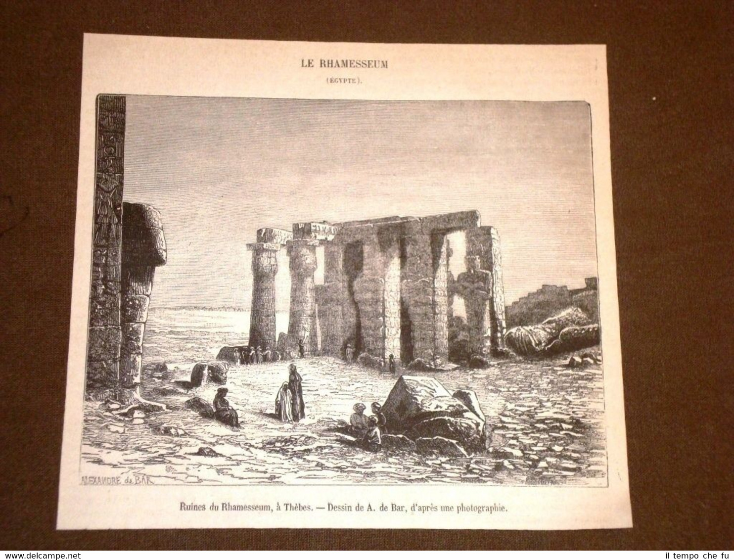 Gravure année 1873 Ruines du Rhamesseum à Thèbes - Egypte …