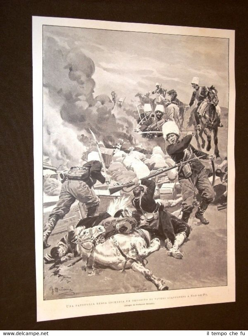 Guerra Russia vs Giappone nel 1905 Russi incendiano viveri a …