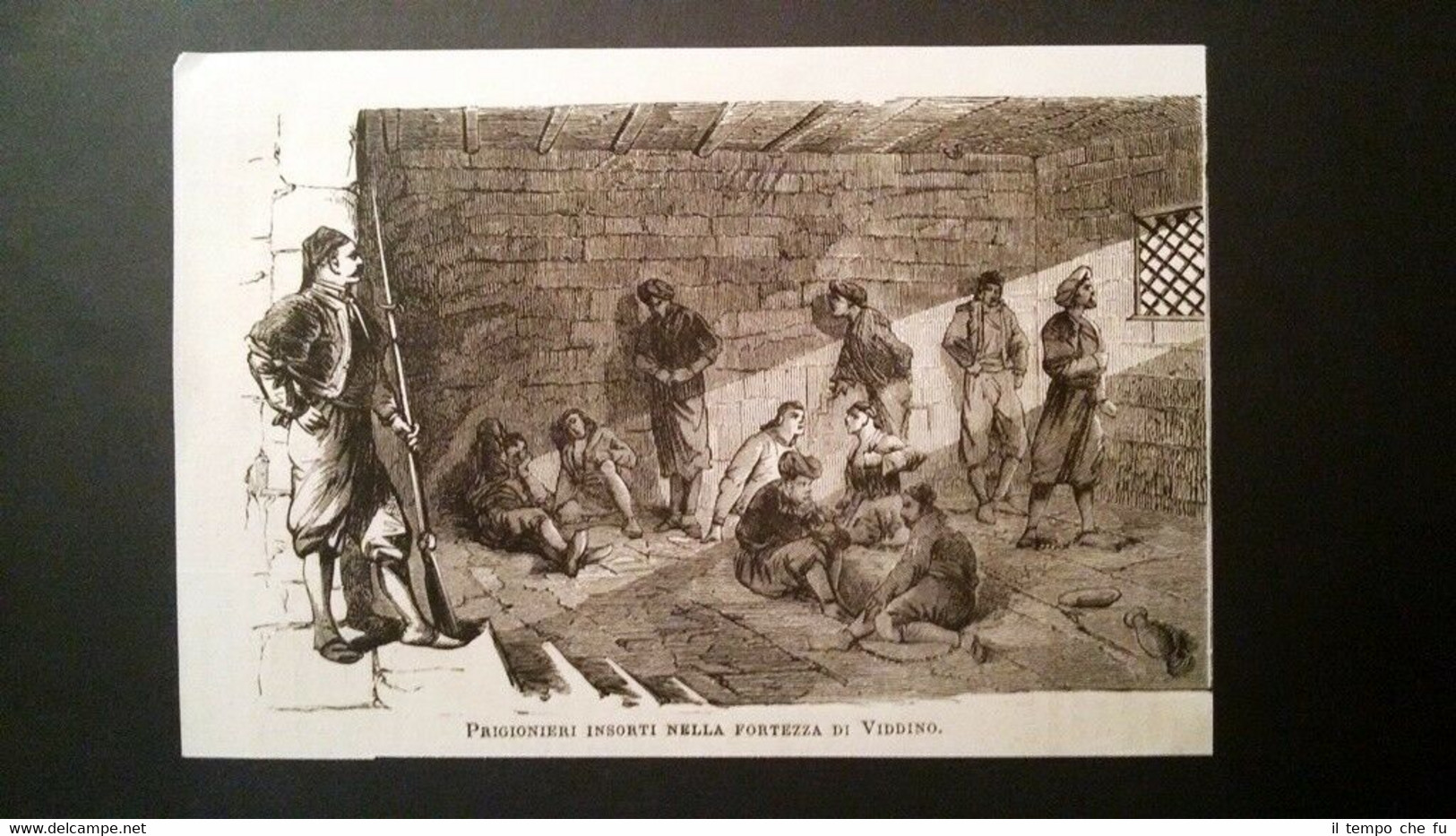 Guerra Serbia-Turchia: Prigionieri nella Fortezza di Viddino Incisione del 1876