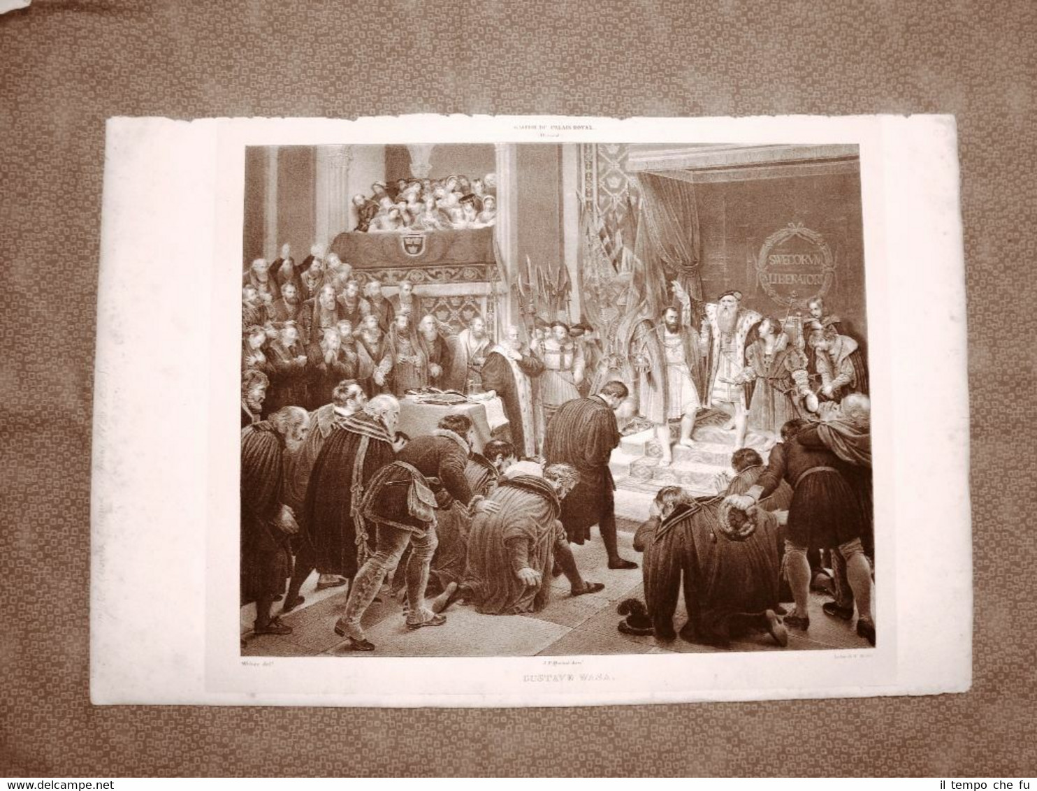 Gustave Wasa Litografia dell'800 Weber Motte Con descrizione