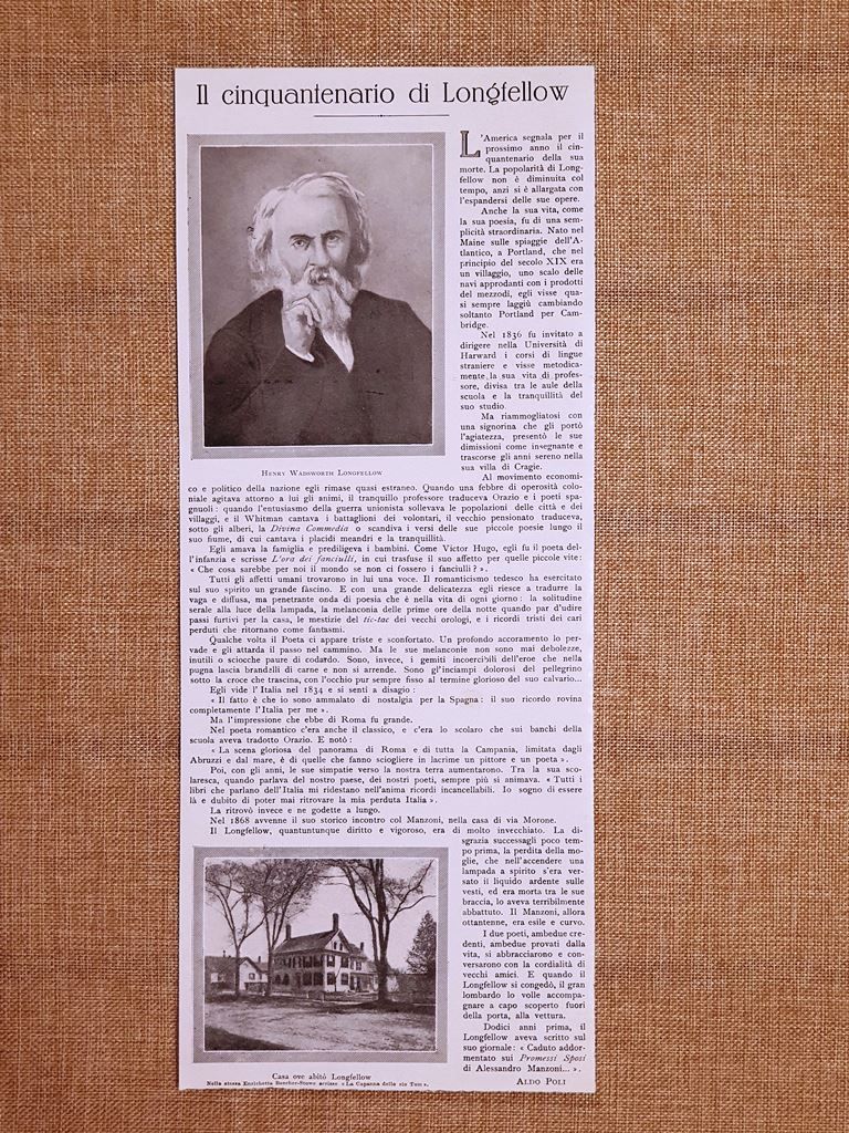 Henry Wadsworth Longfellow Portland, 1807 – Cambridge, 1882 Letterato