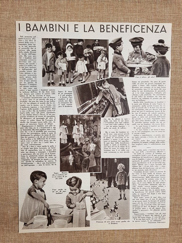 I bambini e la beneficienza Stampa anni 30