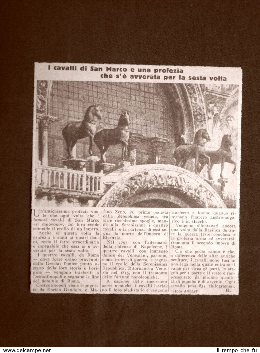 I cavalli di San Marco e la loro nefasta profezia …