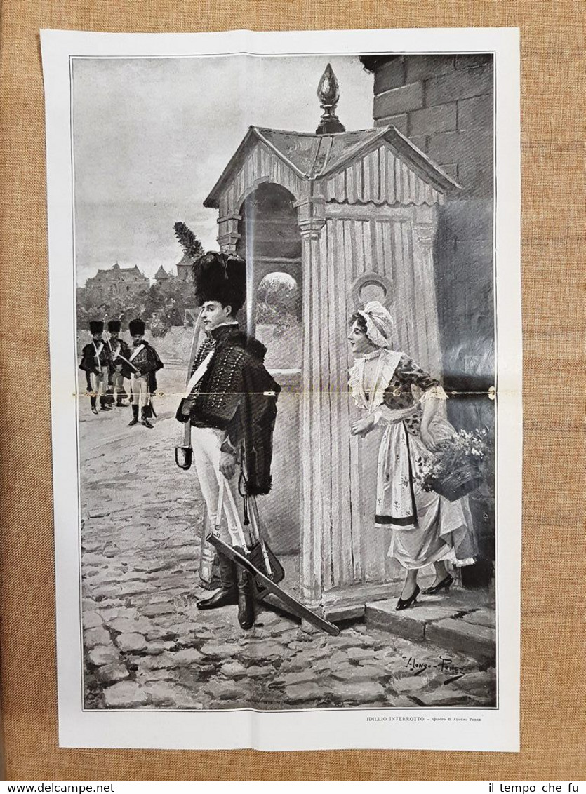 Idillio interrotto Quadro di Alonso Perez Enorme stampa del 1926