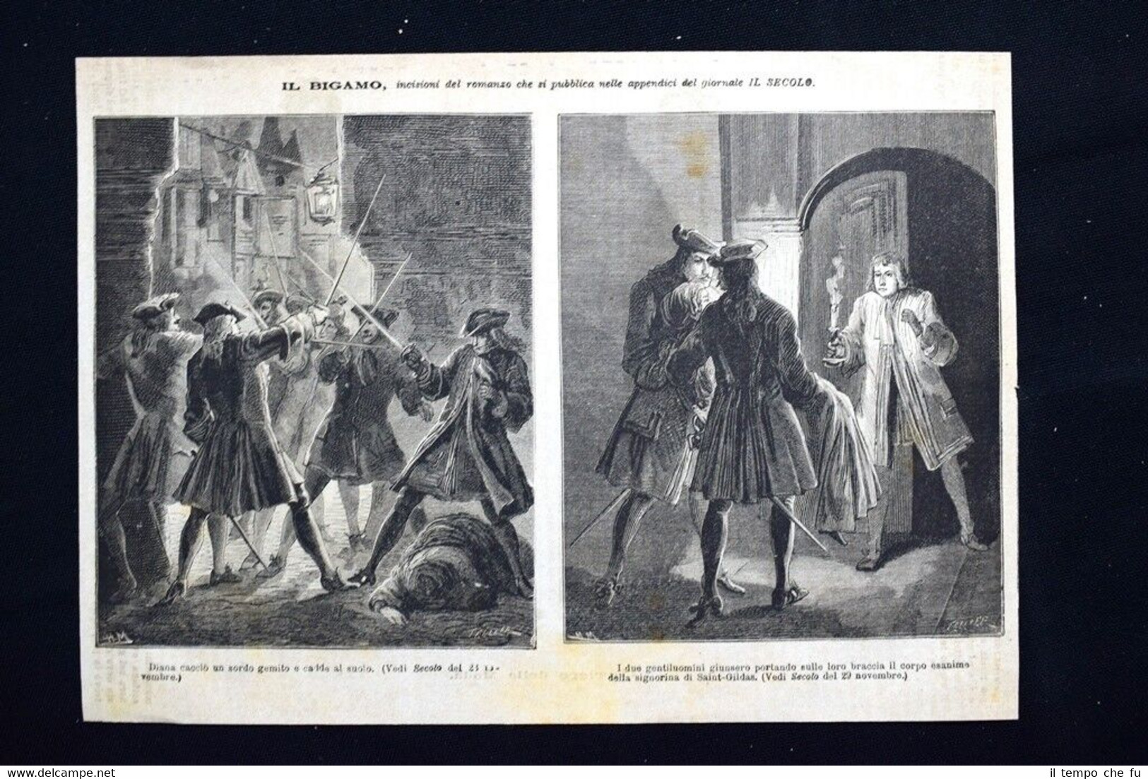Il Bigamo,incisioni del romanzo pubblicato su IL SECOLO #3 Incisione …