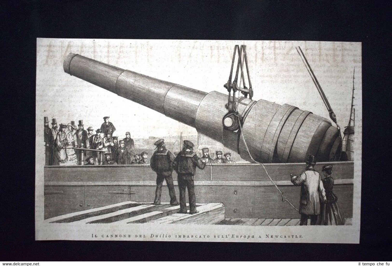 Il cannone del Duilio imbarcato sull'Europa a Newcastle Incisione del …