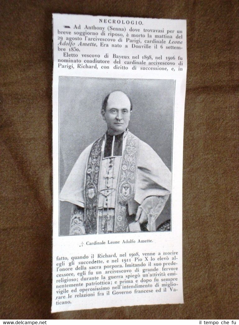Il Cardinale Leone Adolfo Amette Morto nel 1920