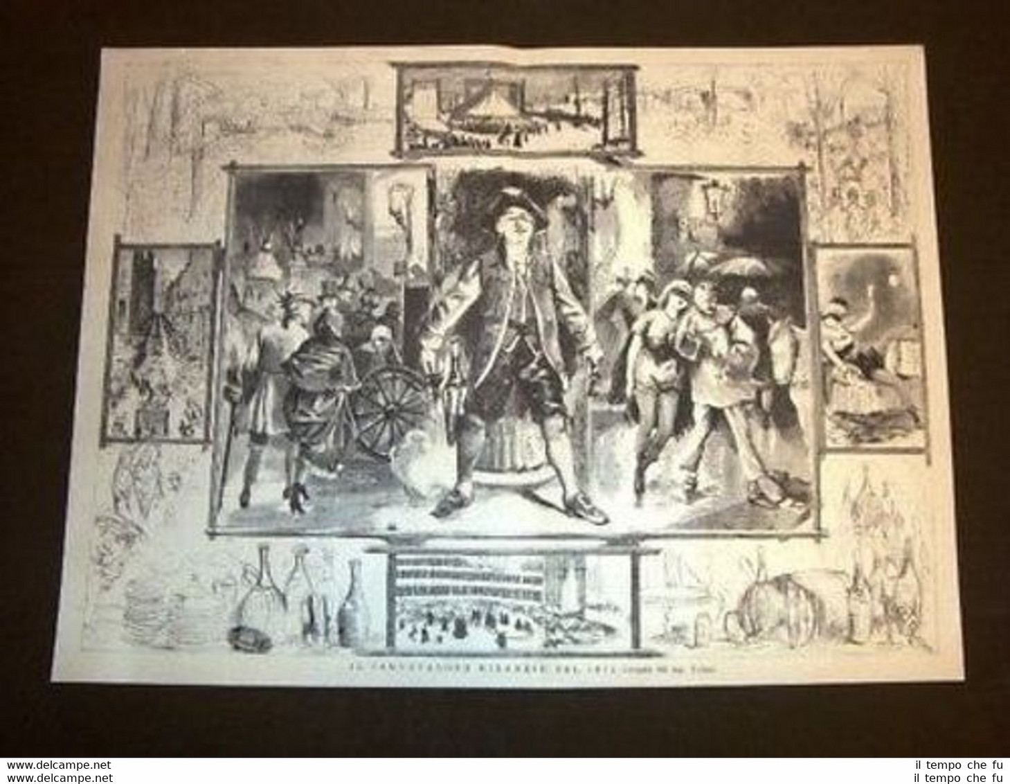Il Carnevale Milanese nel 1874 Milano Disegno di Tofani