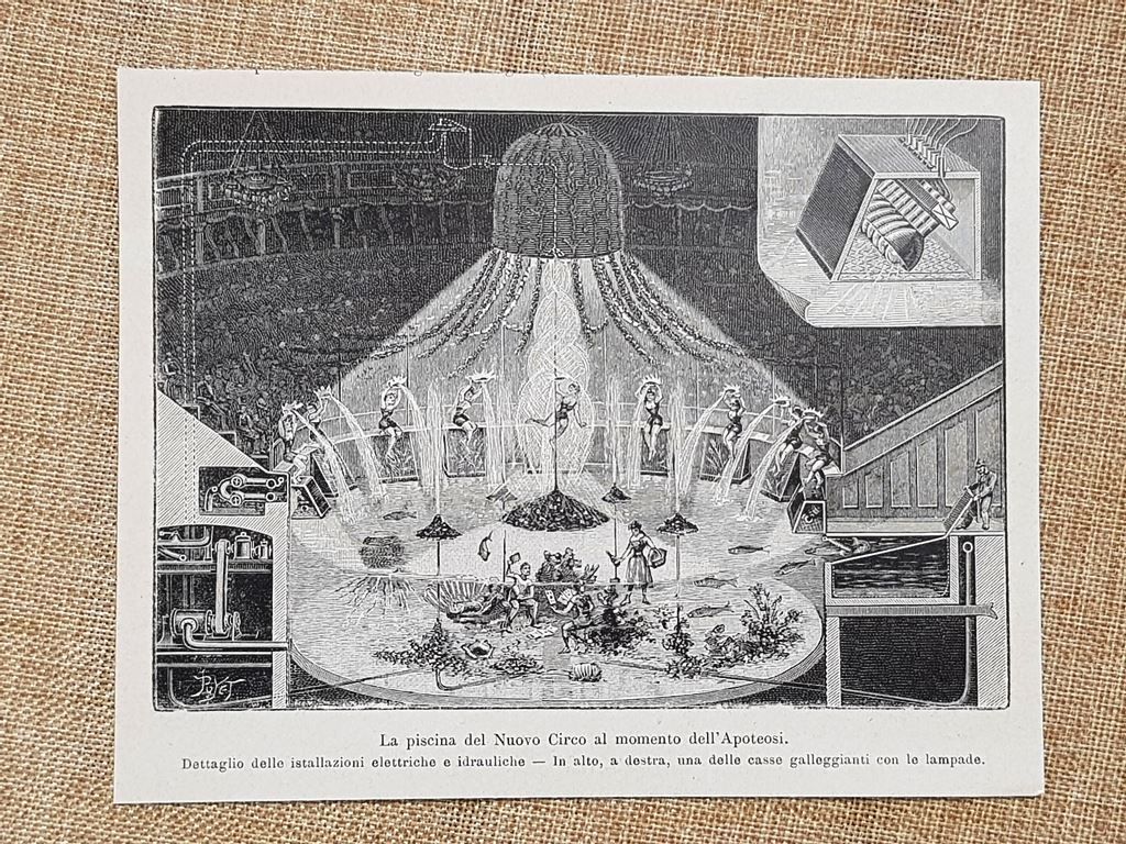 Il circo nel 1899 Piscina Installazioni idrauliche casse galleggianti illuminate