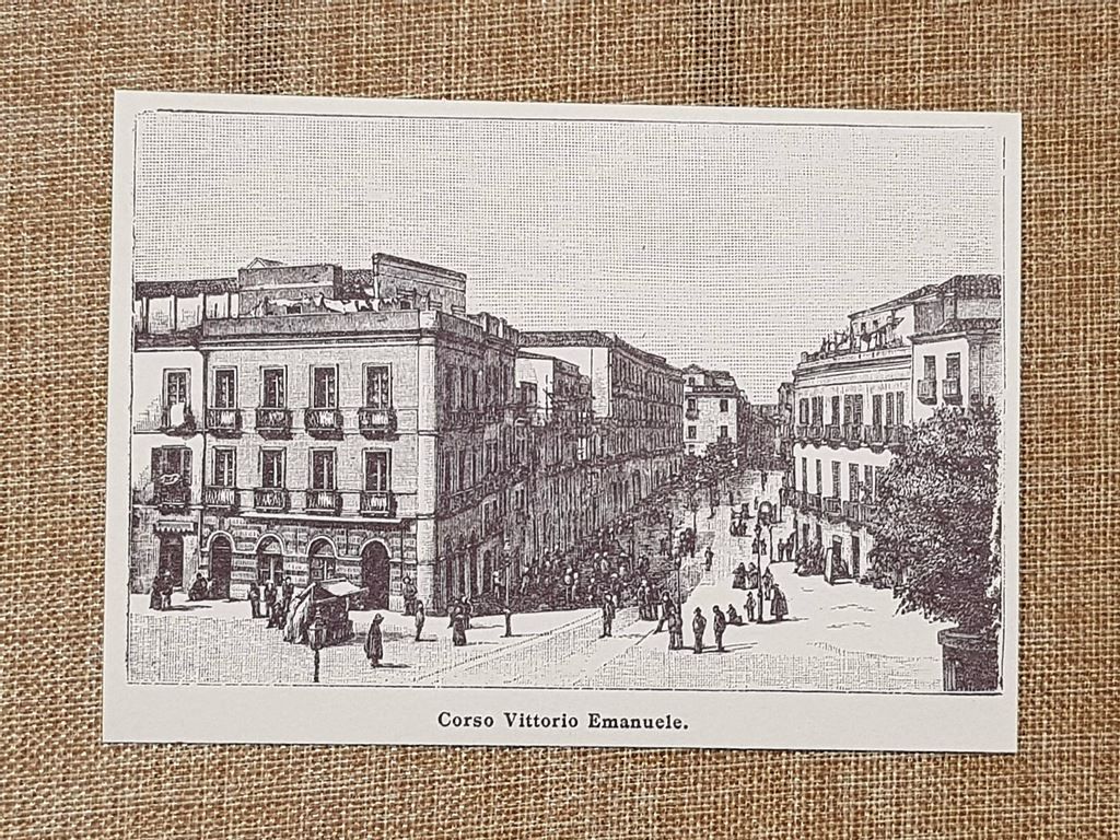 Il Corso Vittorio Emanuele nell'800 Cagliari Sardegna