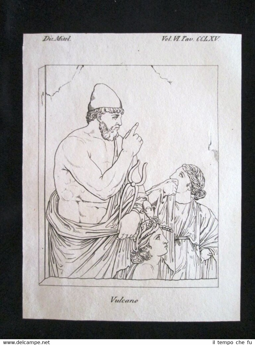 Il dio Vulcano Incisione all'acquaforte del 1820 Mitologia Pozzoli