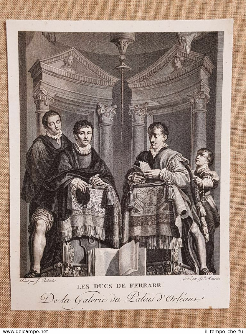 Il Duca di Ferrara e figlio in preghiera E.J.Glairon-Mondet Acquaforte …