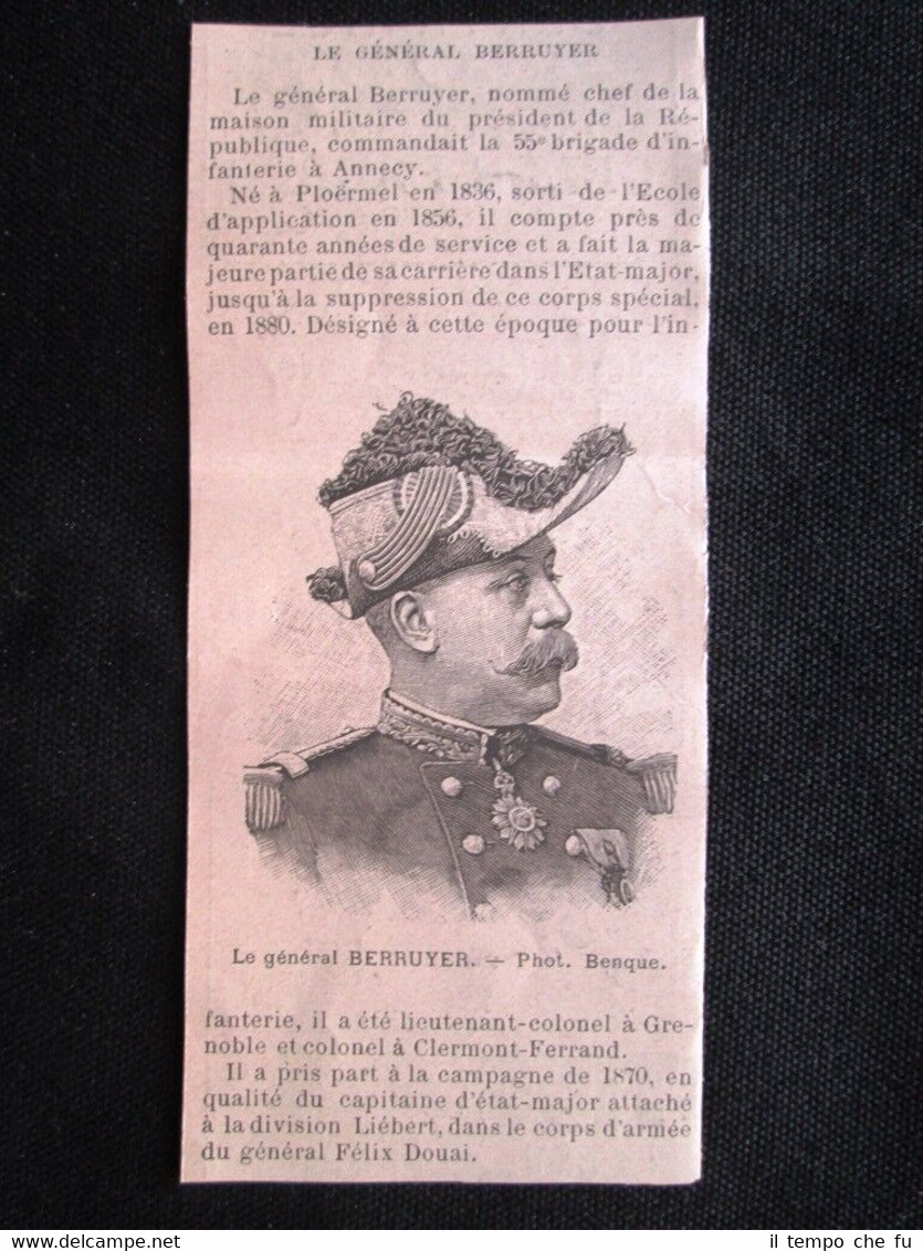 Il generale francese Berruyer Incisione del 1894