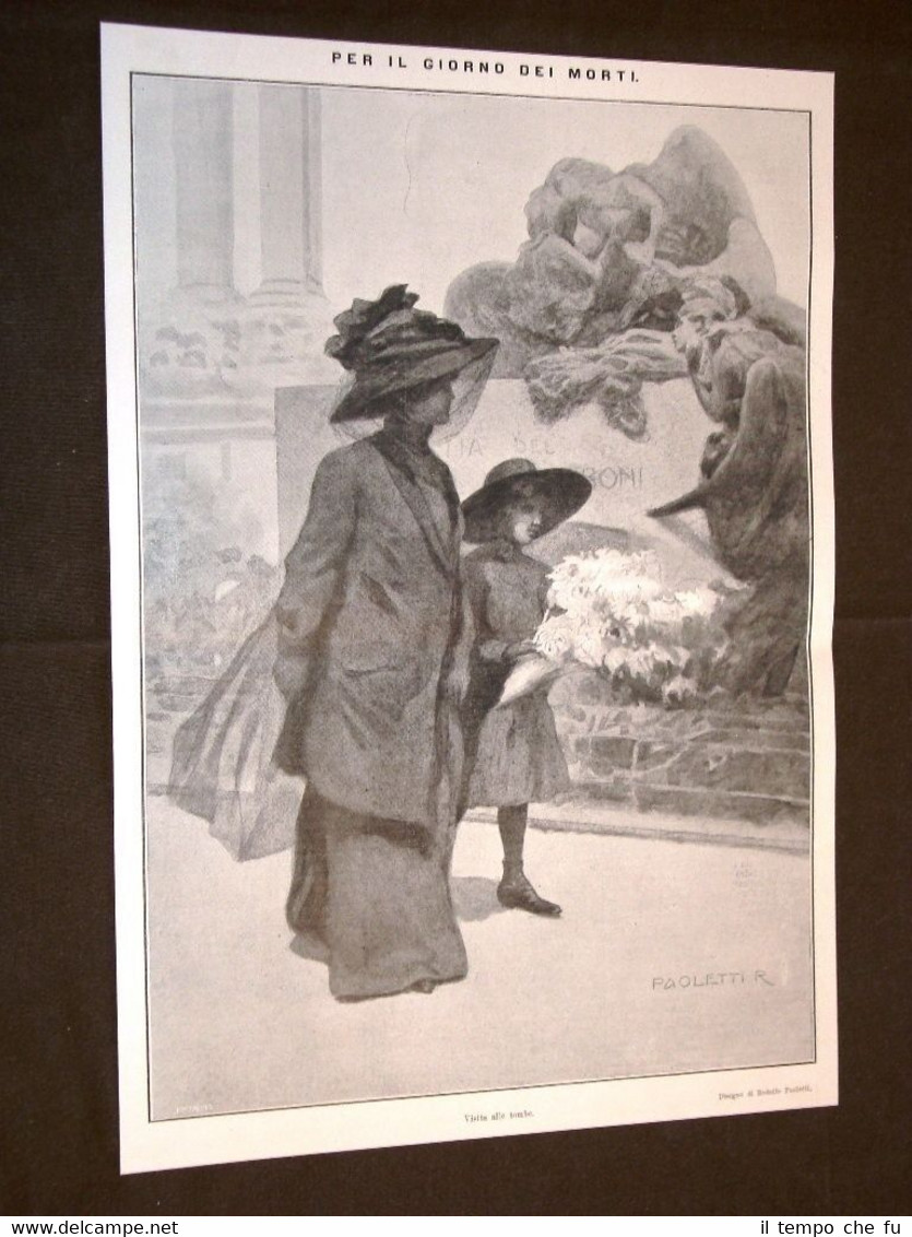 Il giorno dei morti nel 1909 Visita alle tombe Disegno …