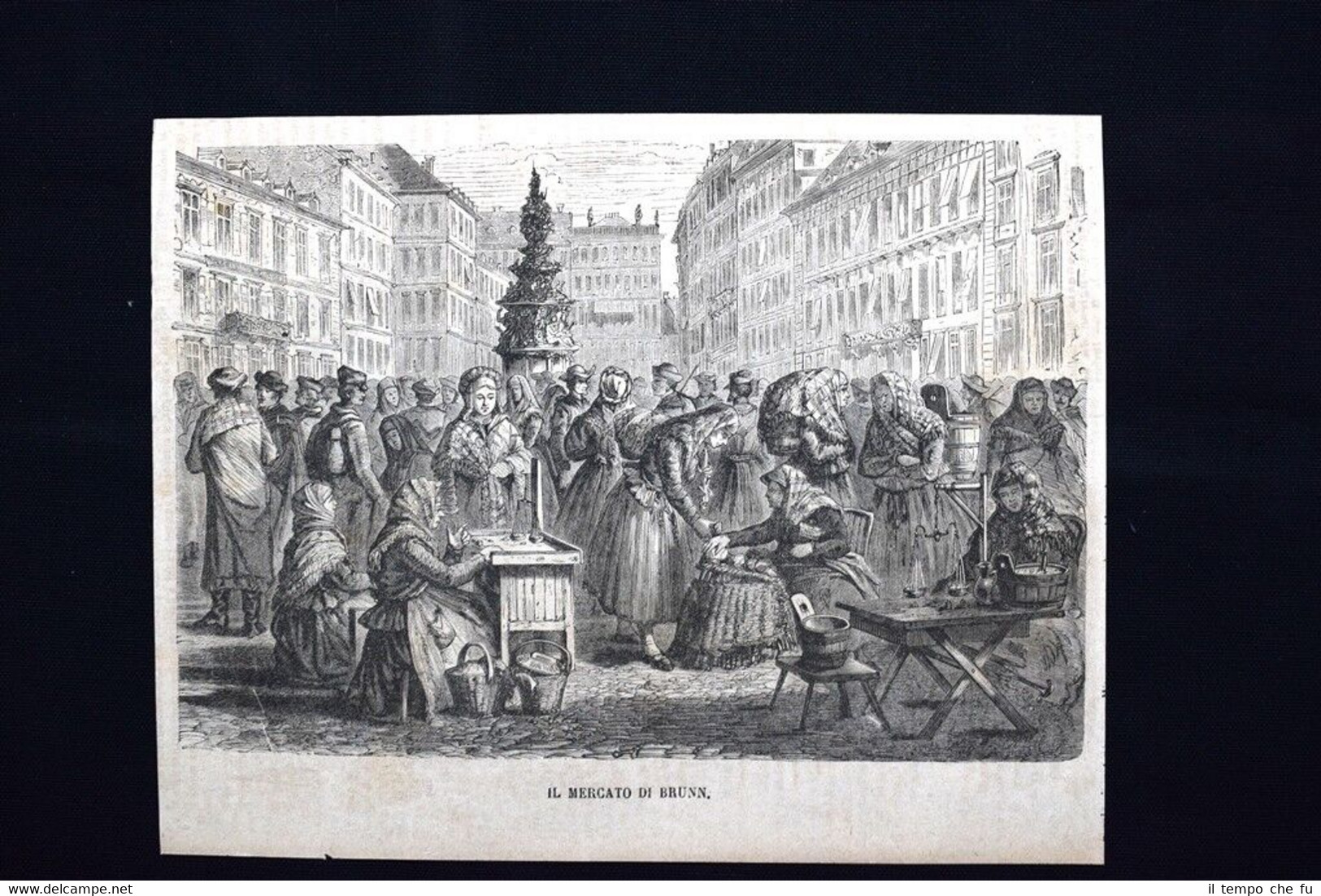 Il mercato di Brunn, in Austria + Foggie Viennesi Incisione …