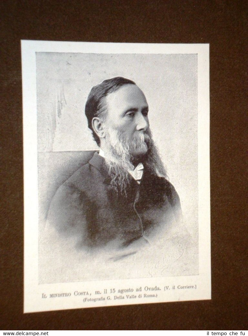 Il Ministro Costa Morto il 15 agosto 1897 ad Ovada