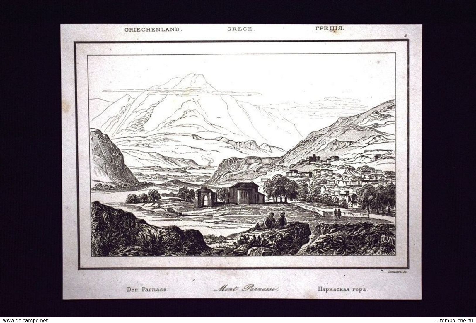 Il Monte Parnasso, Grecia Incisione del 1850 L'Univers pittoresque